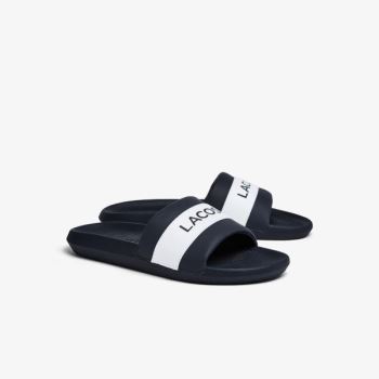 Lacoste Croco Slides Textile Logo - Pantofle Pánské Tmavě Blankyt / Bílé | CZ-IsR8cT